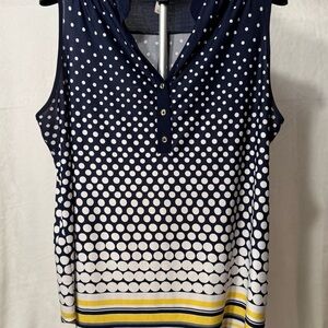 Perseption Navy and White Polka Dot Tank Top